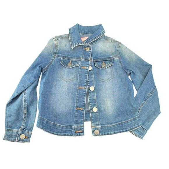BCBG Girls Denim Jacket Button-Up Medium Wash Size XS 5-6 JJ3921 - Picture 1 of 7